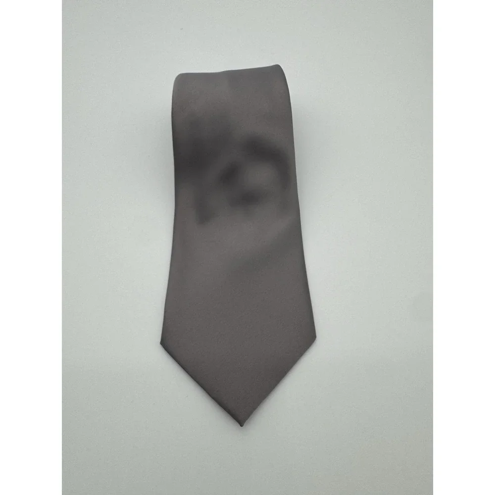 Geoffrey Beene Solid Gray Tie Classic Polyester Necktie Formal Business